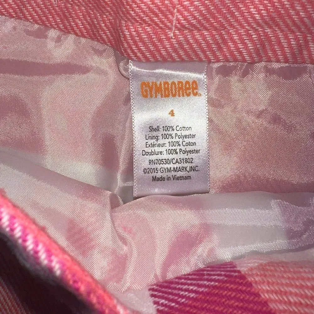 Gymboree Girls Woodland Wonder Fox Pink Orange White Plaid Skirt Size 4 NWT